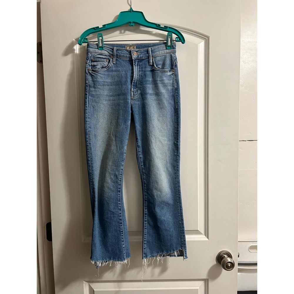 MOTHER Insider Crop Step Fray Jeans Women Size 25 Light Distressed Cropped